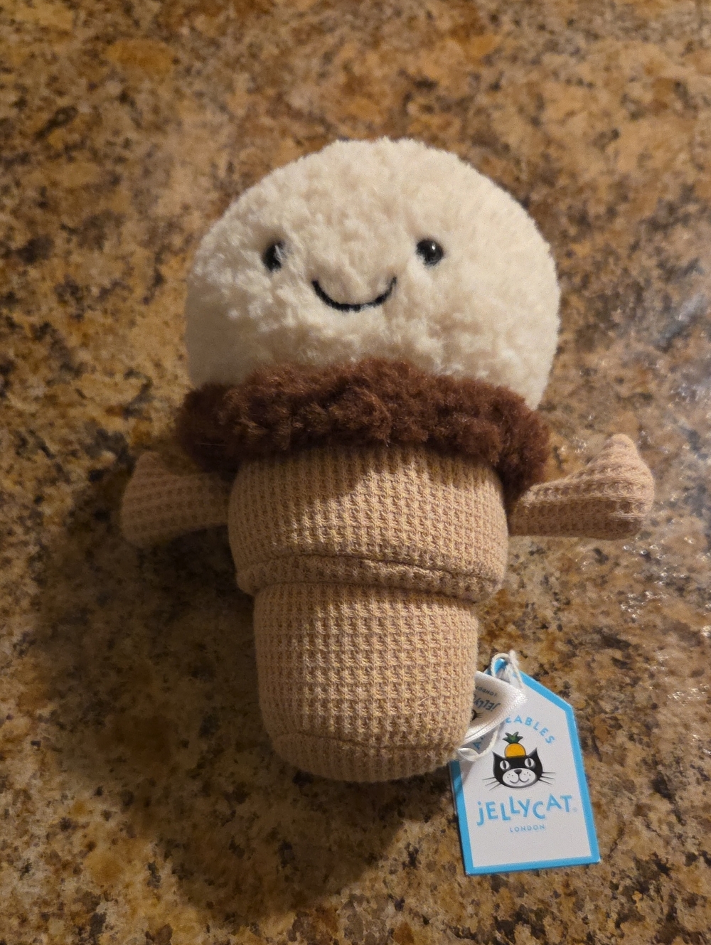 Jellycat Cream & Brown Plush Ice Cream Cone